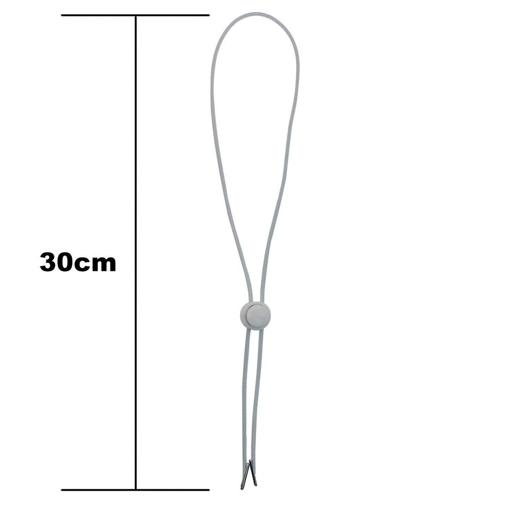 Elastic removable chin strap attached to a hat