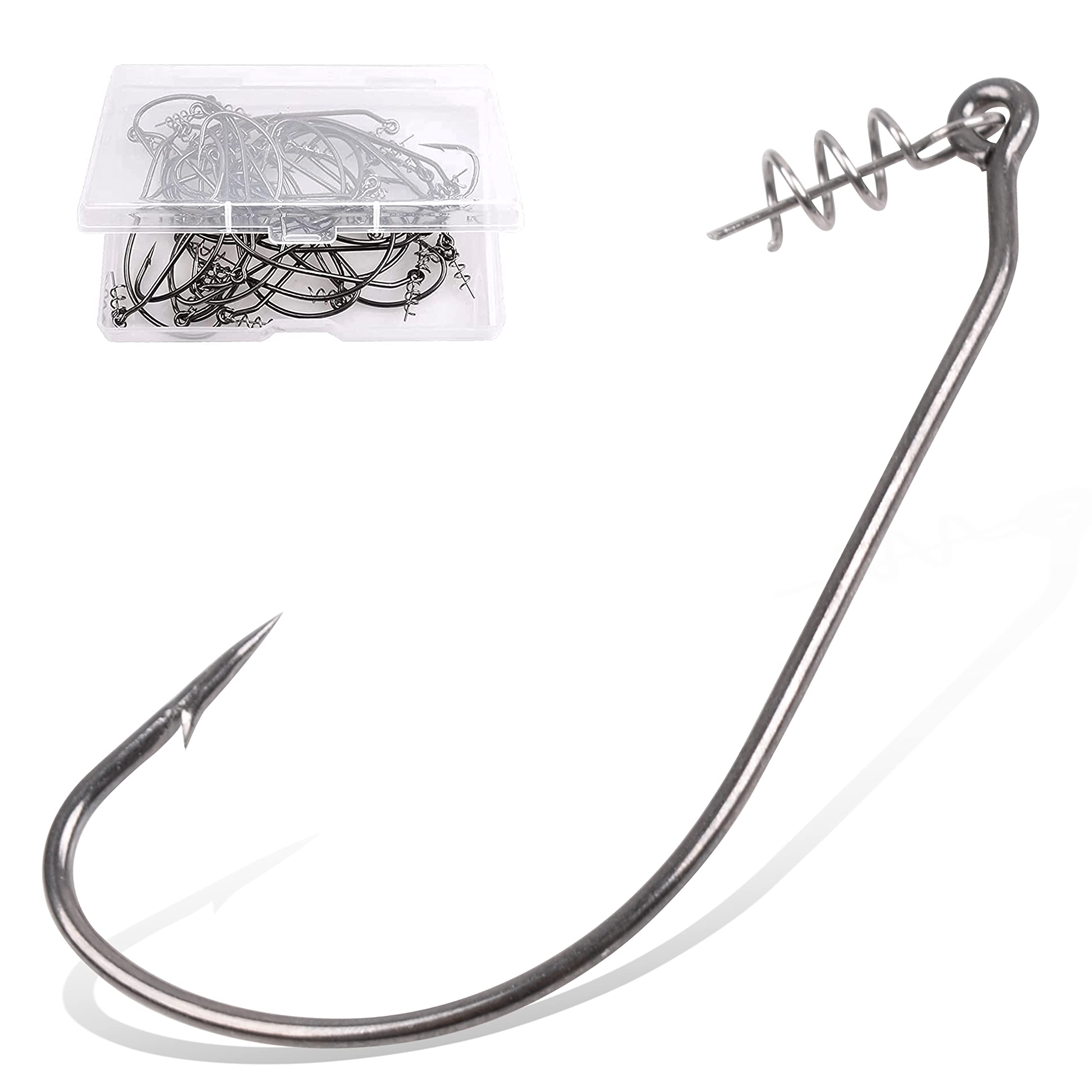 Twistlock fishing hooks with Centering-Pin Spring in black chrome finish