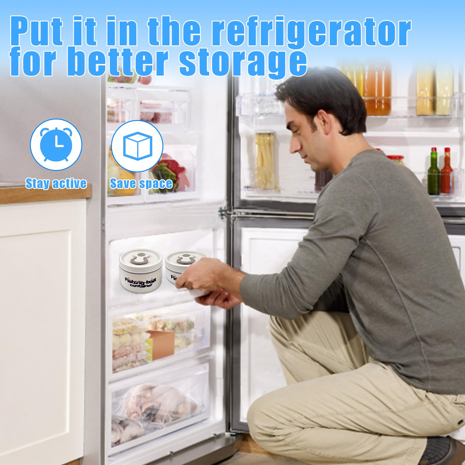 Two-pack bait storage containers for worms and nightcrawlers