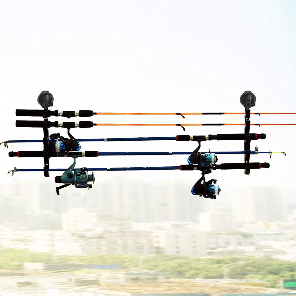 Two racks organizing fishing gear