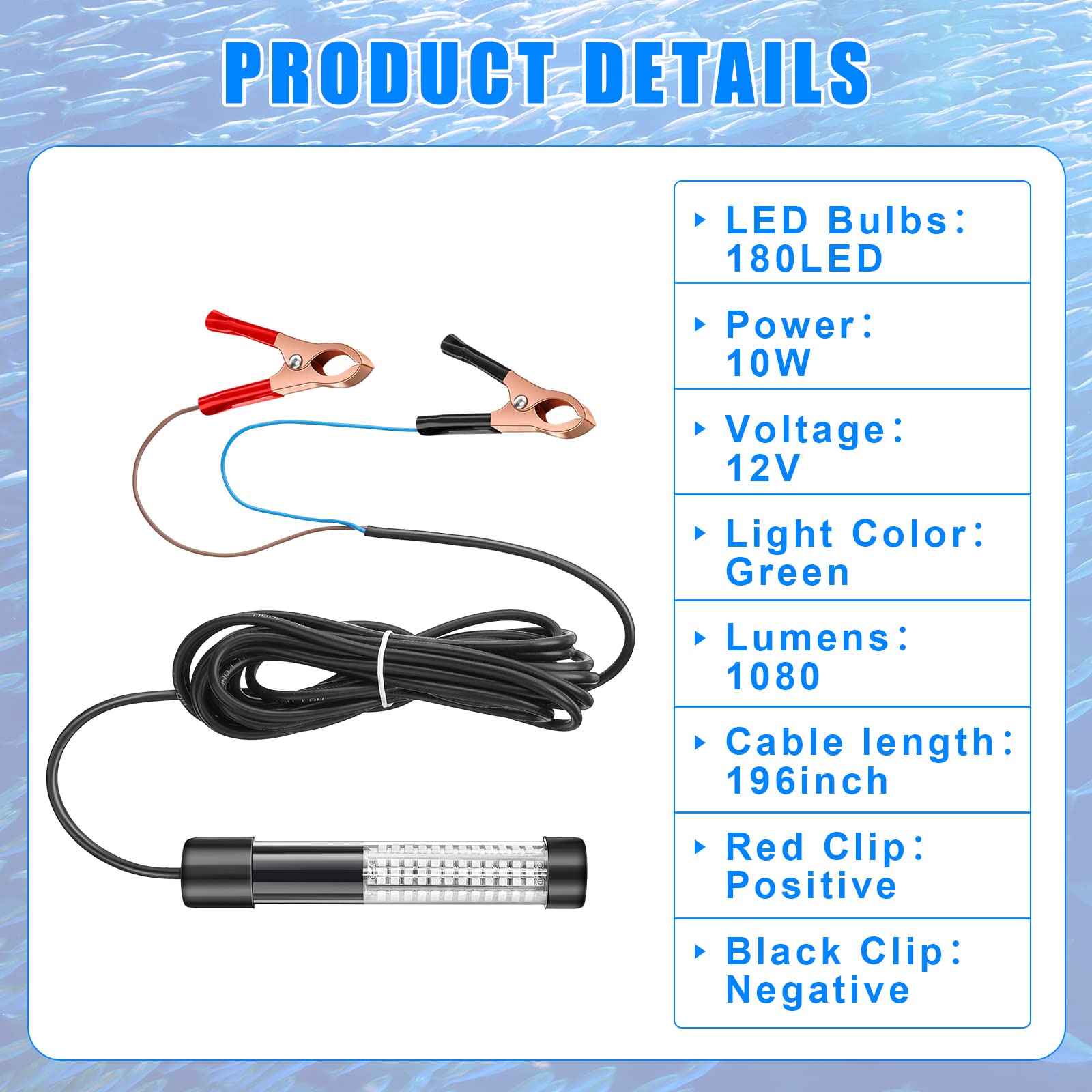 LED tube and power cord of underwater fishing light
