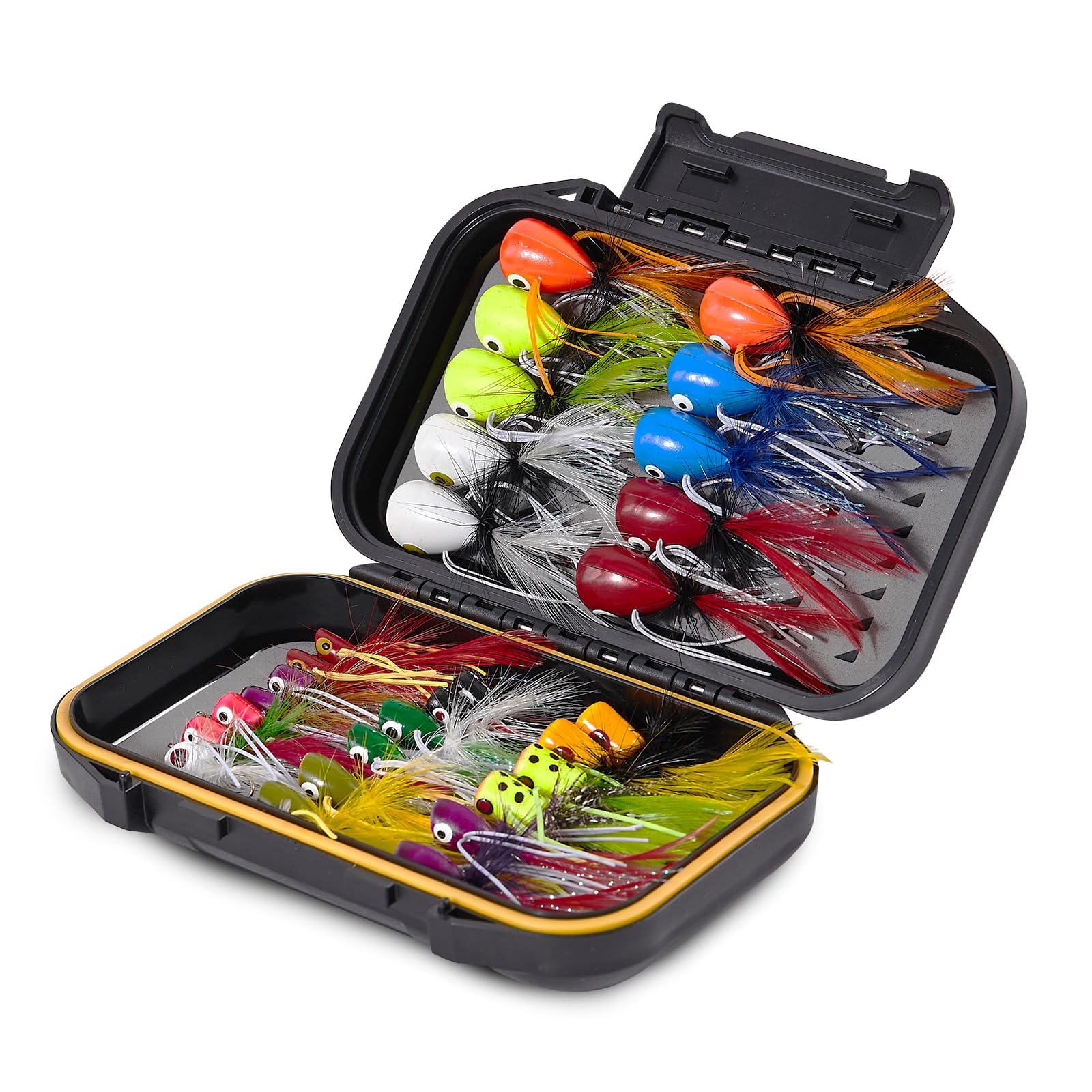 TWUROTI 30pcs Popper Fly Kit - three sizes (#2, #8, #10) overview