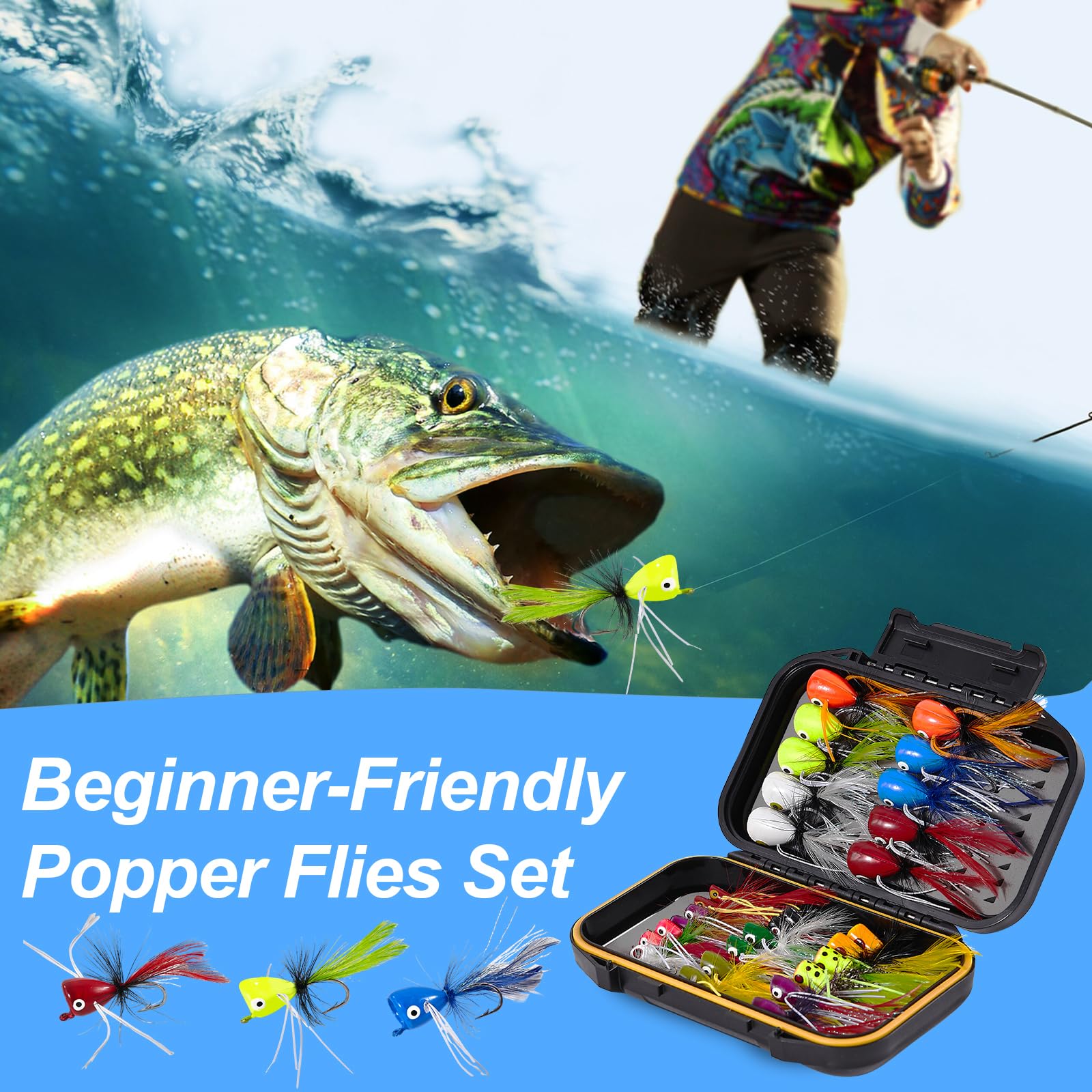 Durable plastic head and stainless steel hooks for reliable casting