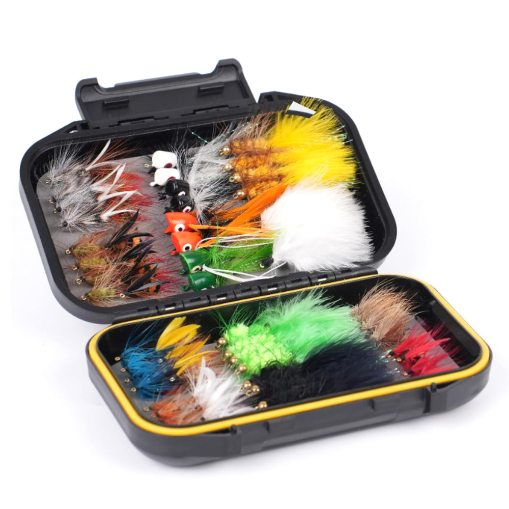 Waterproof fly box open with organized TWUROTI flies