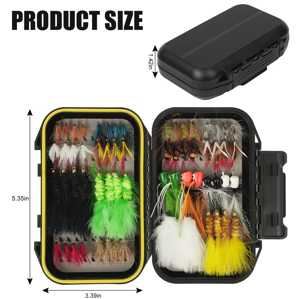 Close-up of wet flies included in TWUROTI 64PCS fly assortment