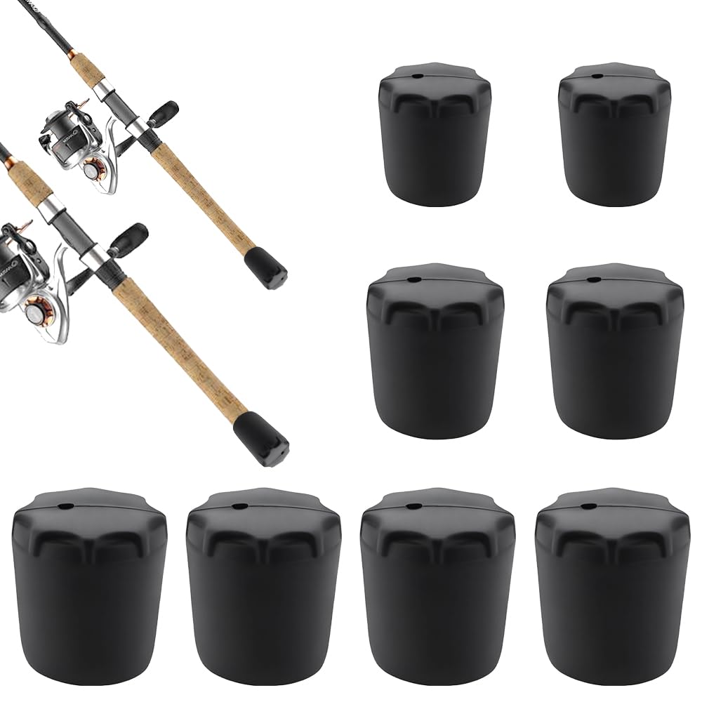 TWZKXC 8Pcs fishing rod butt cushions kit showing four large, two medium, and two small silicone end caps