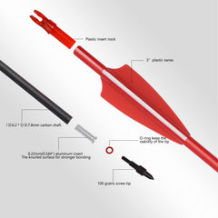 TY Archery carbon arrow 24in fluorescent fletching aids quick arrow location after misses.