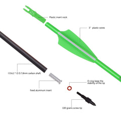TY Archery carbon arrow fluorescent fletching aids quick visibility during practice
