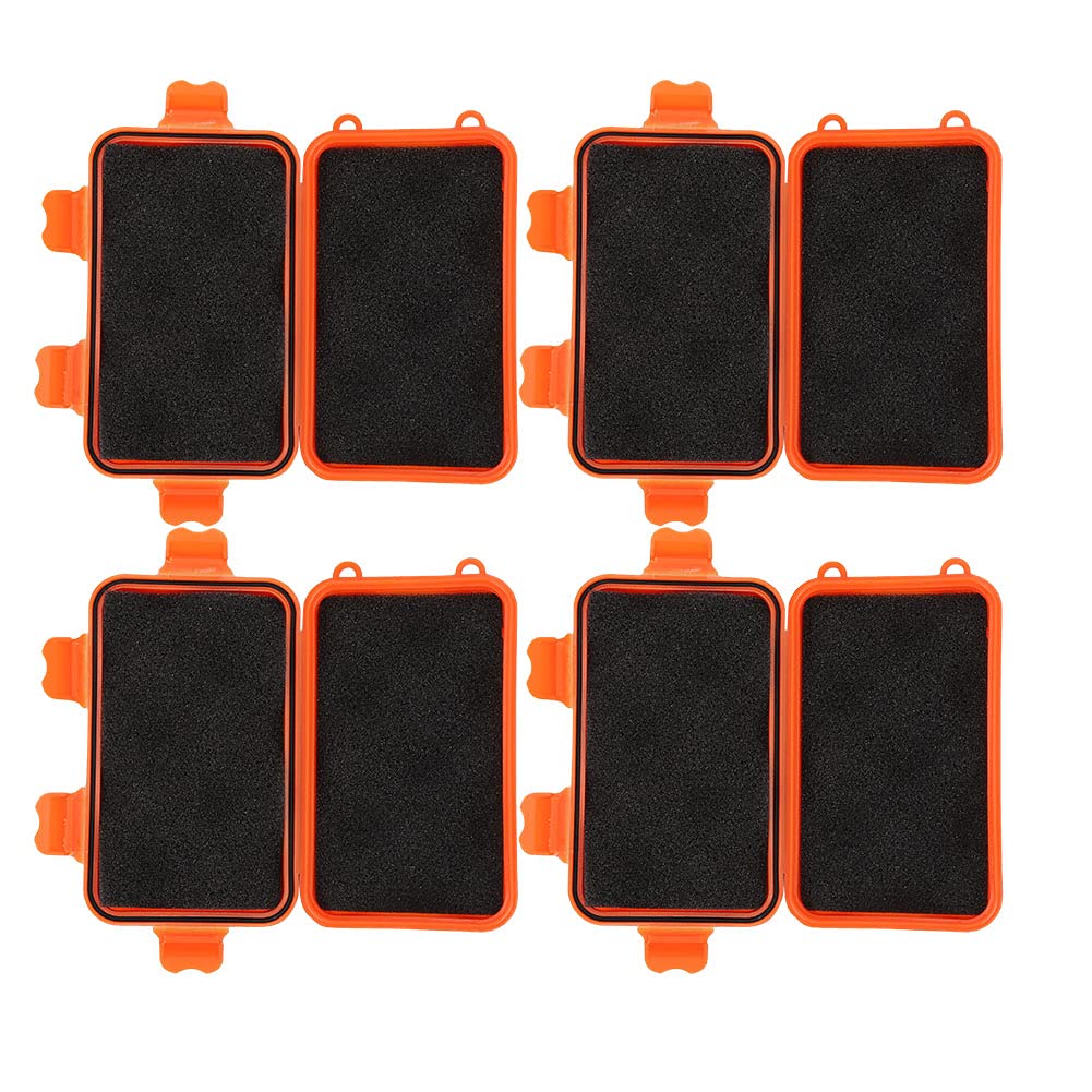 Tyenaza orange survival box with outer dimensions suitable for backpacks.