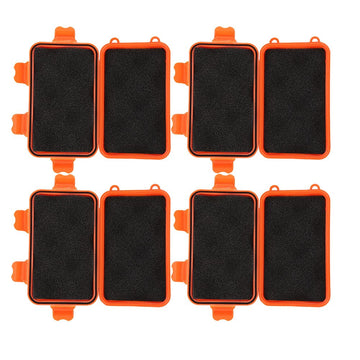 Tyenaza orange survival box with outer dimensions suitable for backpacks.