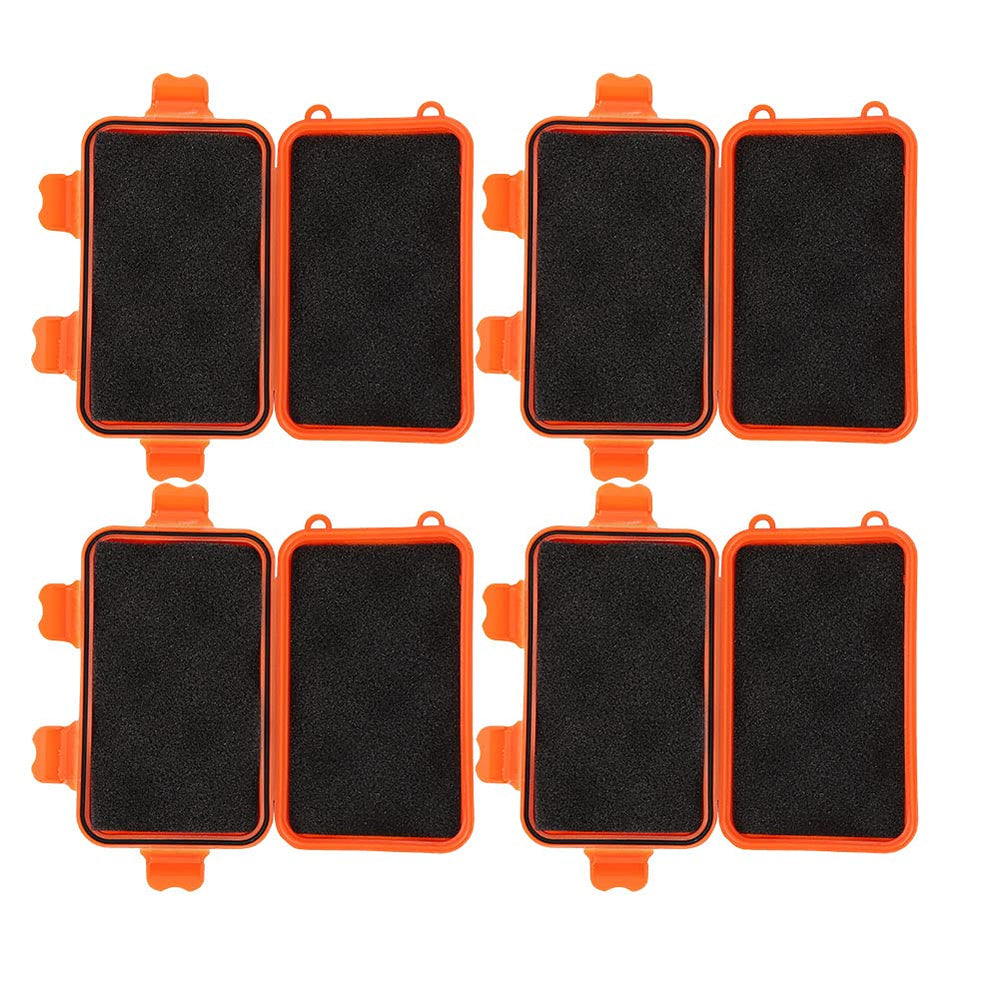 Tyenaza orange survival box with outer dimensions suitable for backpacks.
