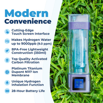 TYENT BPA-free Tritan bottle emphasizes safe, durable hydration on the go.