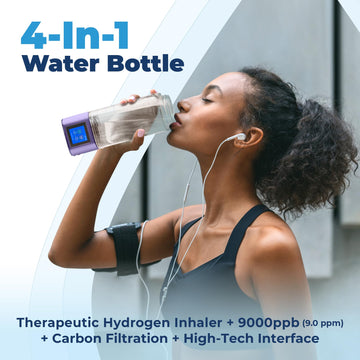 TYENT hydrogen water bottle filter icon highlights built-in filtration for cleaner water.