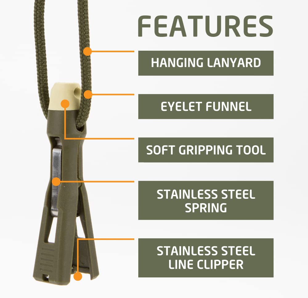 Angler using TYEPRO to thread fishing line through hook eyelet