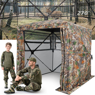TYRSEN hunting blind 270-degree view window for clear spotting while remaining concealed.