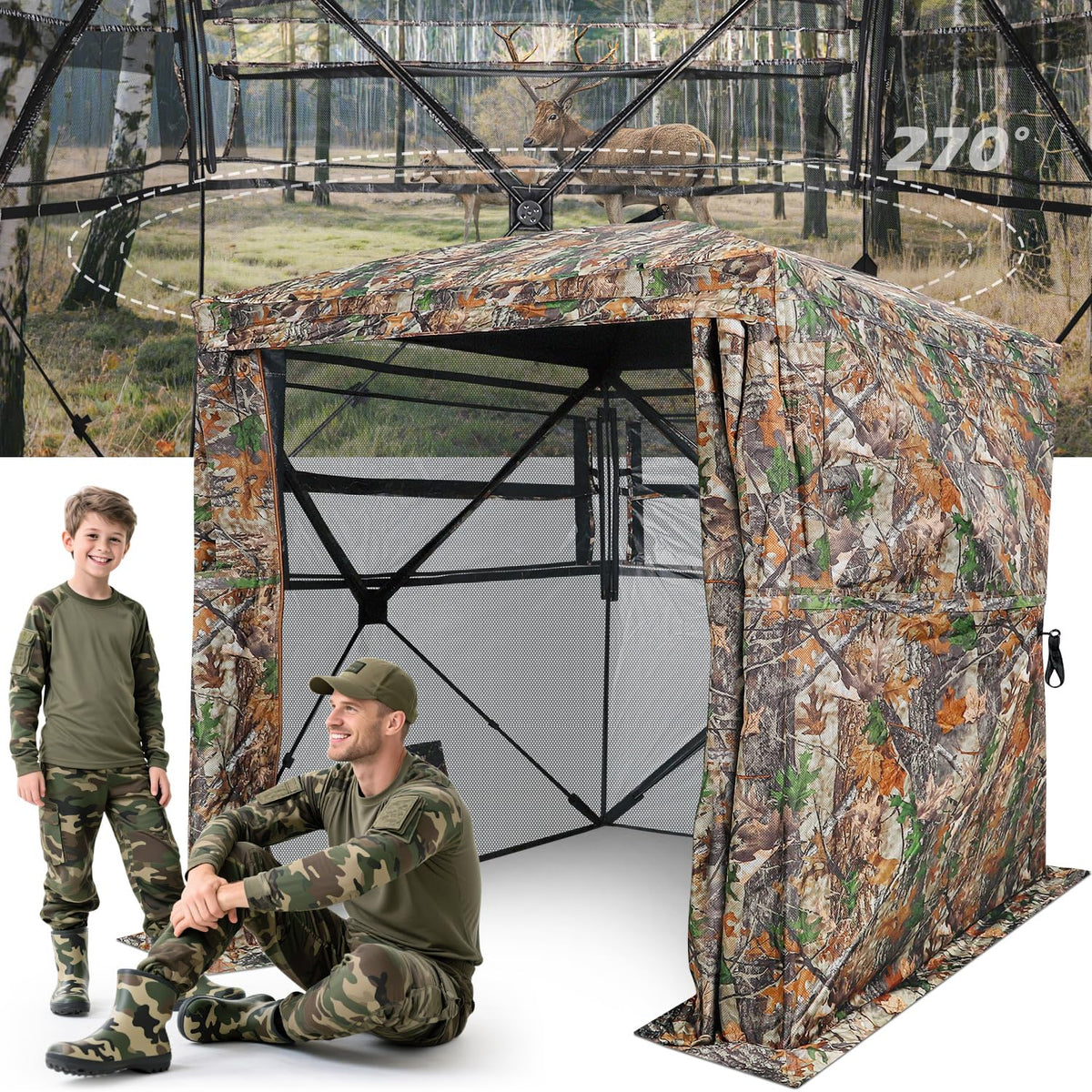 TYRSEN hunting blind 270-degree view window for clear spotting while remaining concealed.