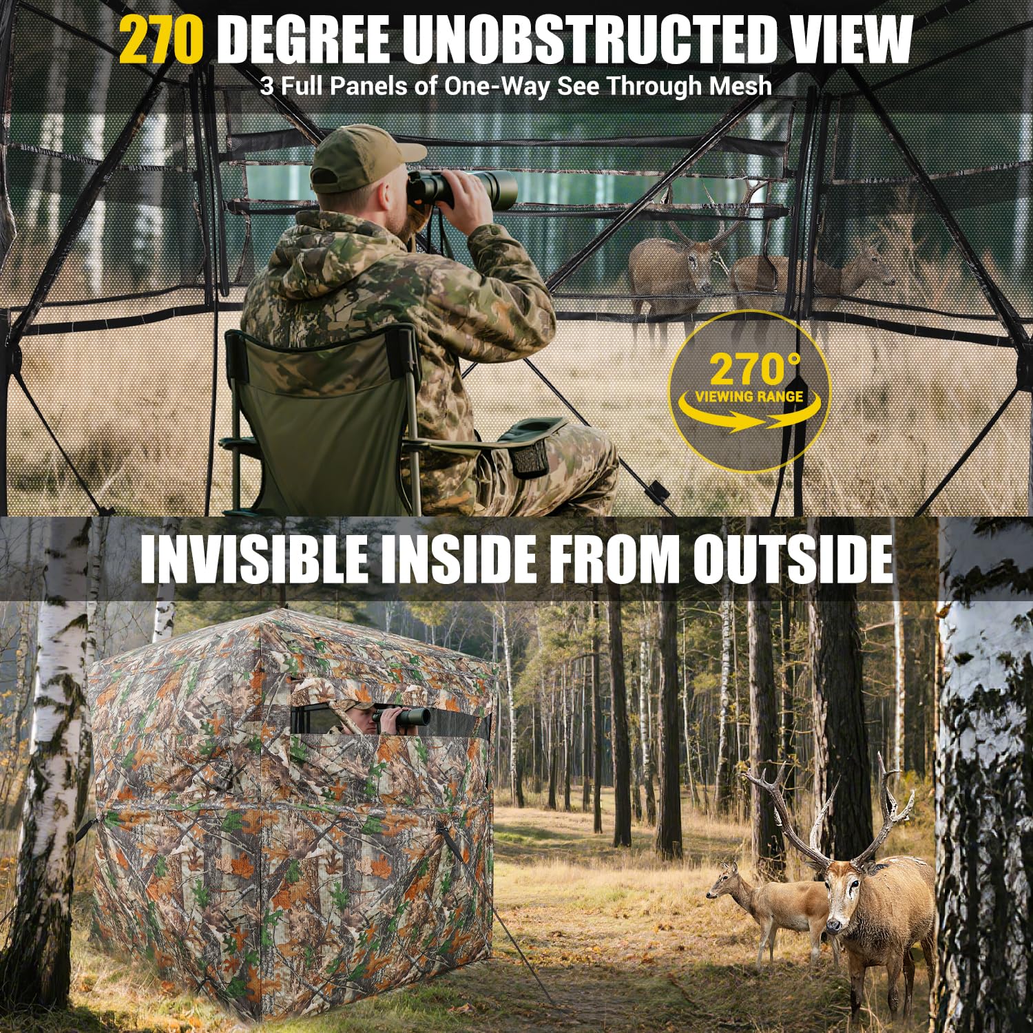 TYRSEN hunting blind silent windows for quiet, distraction-free hunting.
