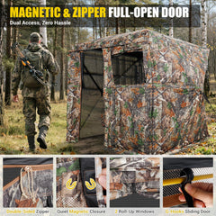 TYRSEN hunting blind silent windows minimize noise during adjustments.