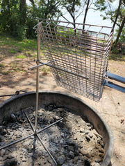 Tyrux compactible flipping grill collapsed for easy transport