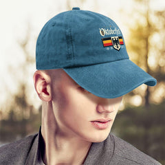 Tywonmy cyan blue cap front view showcases bold Oktoberfest styling.