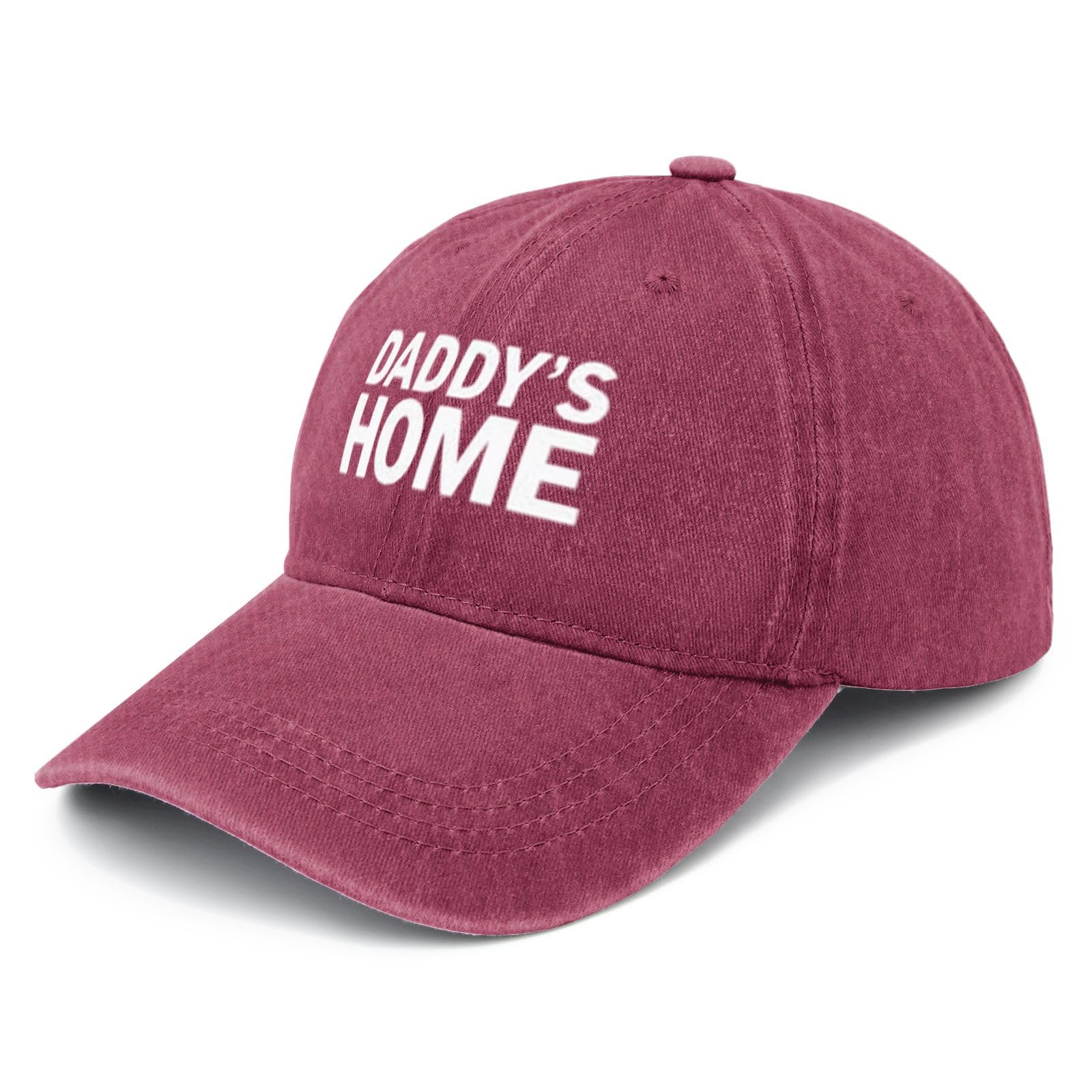 Tywonmy Daddy's Home cap side silhouette in wine red, versatile for outdoor activities.