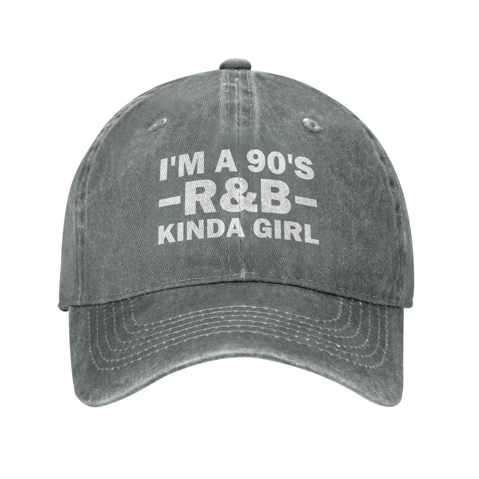 Tywonmy I Am A 90s R&B Kinda Girl Cap gray front view, stylish streetwear vibe.