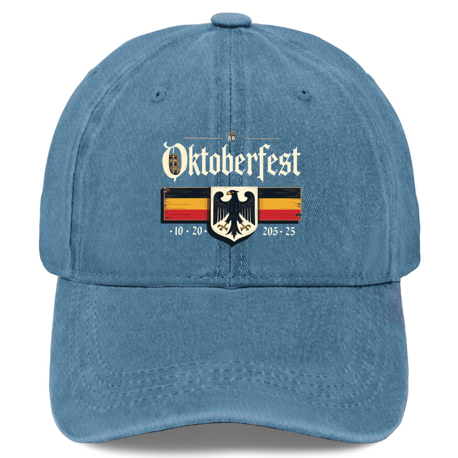 Tywonmy Oktoberfest eagle flag hat in cyan blue, ideal for casual outdoor wear.