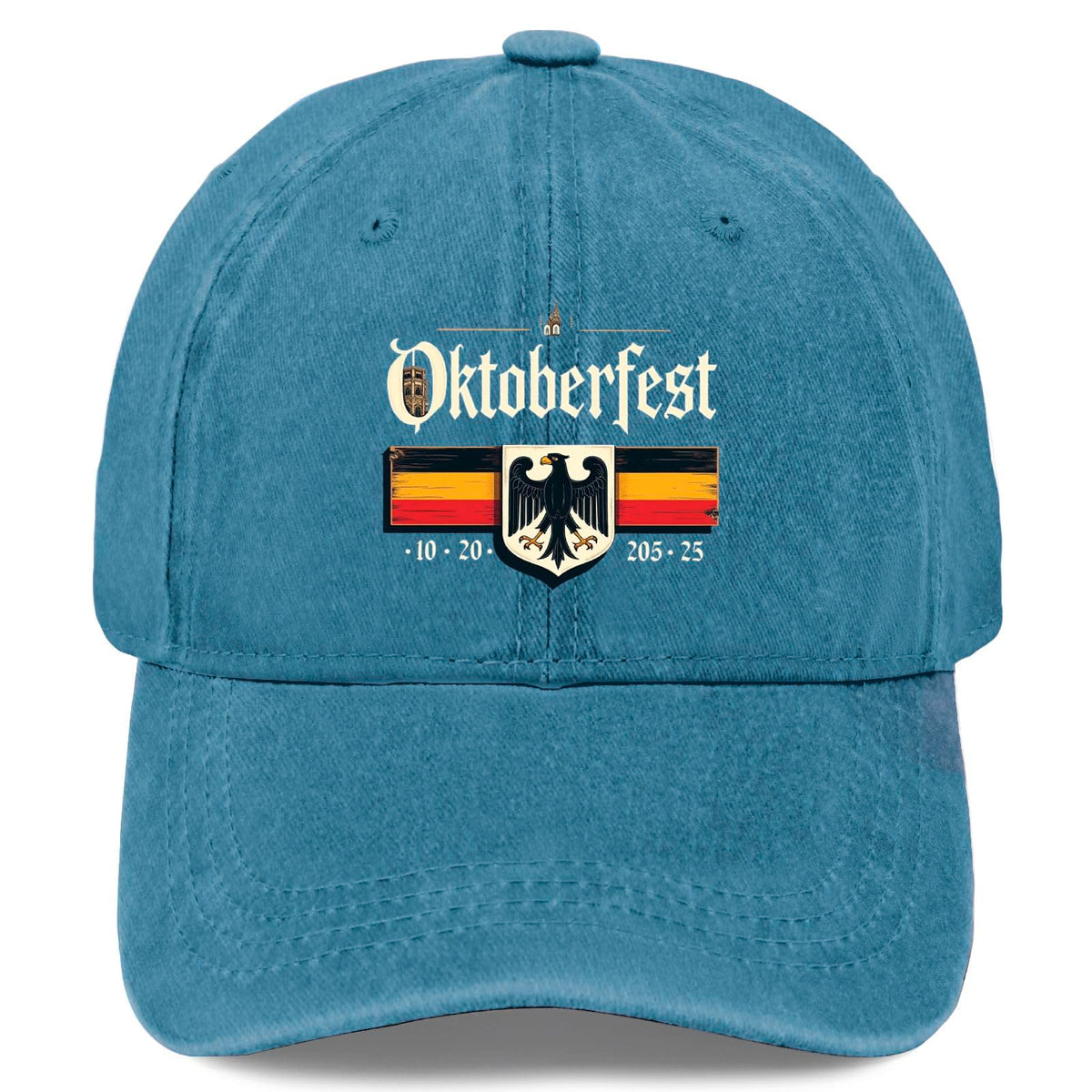 Tywonmy Oktoberfest eagle flag hat in cyan blue, ideal for casual outdoor wear.