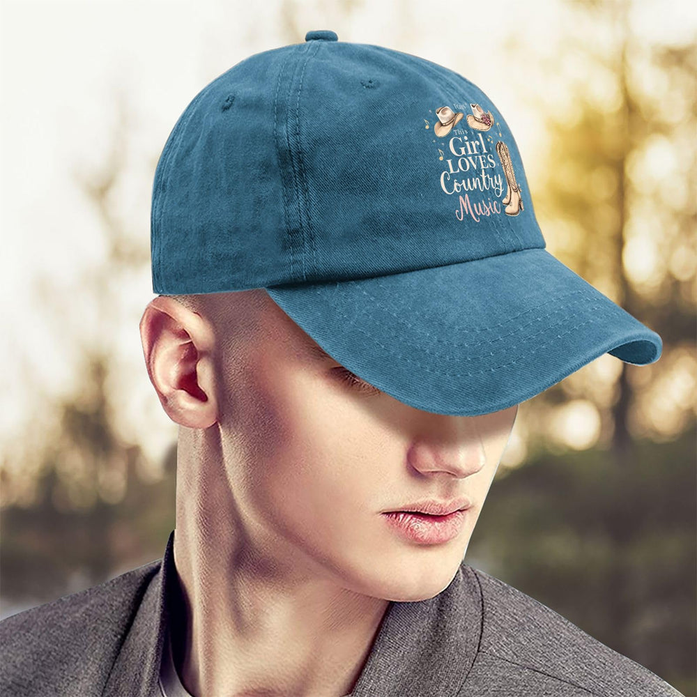Tywonmy This Girl Loves Country Music hat cyan blue color highlight