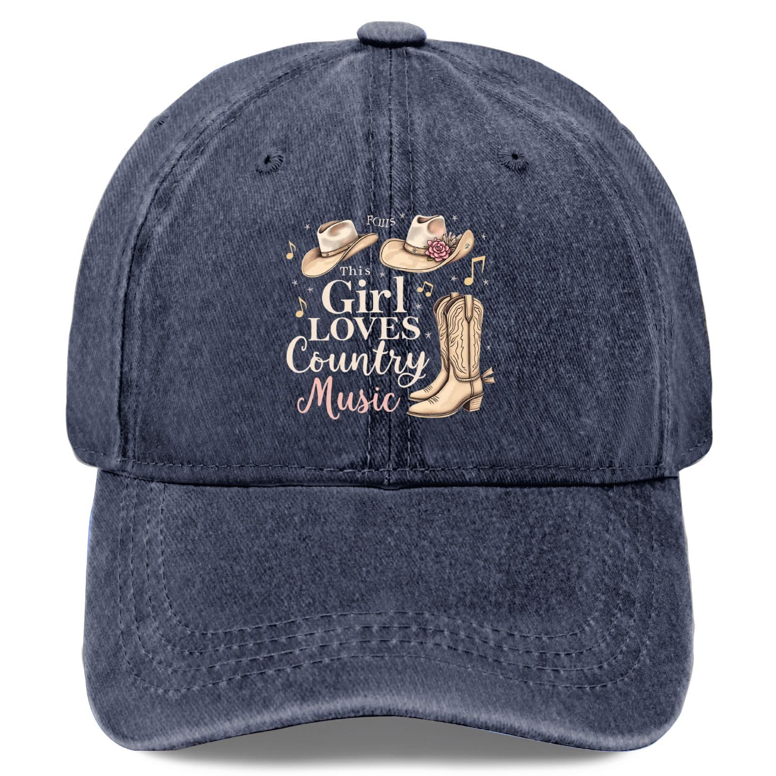 Tywonmy This Girl Loves Country Music Hat front view, comfortable cotton for daily wear.