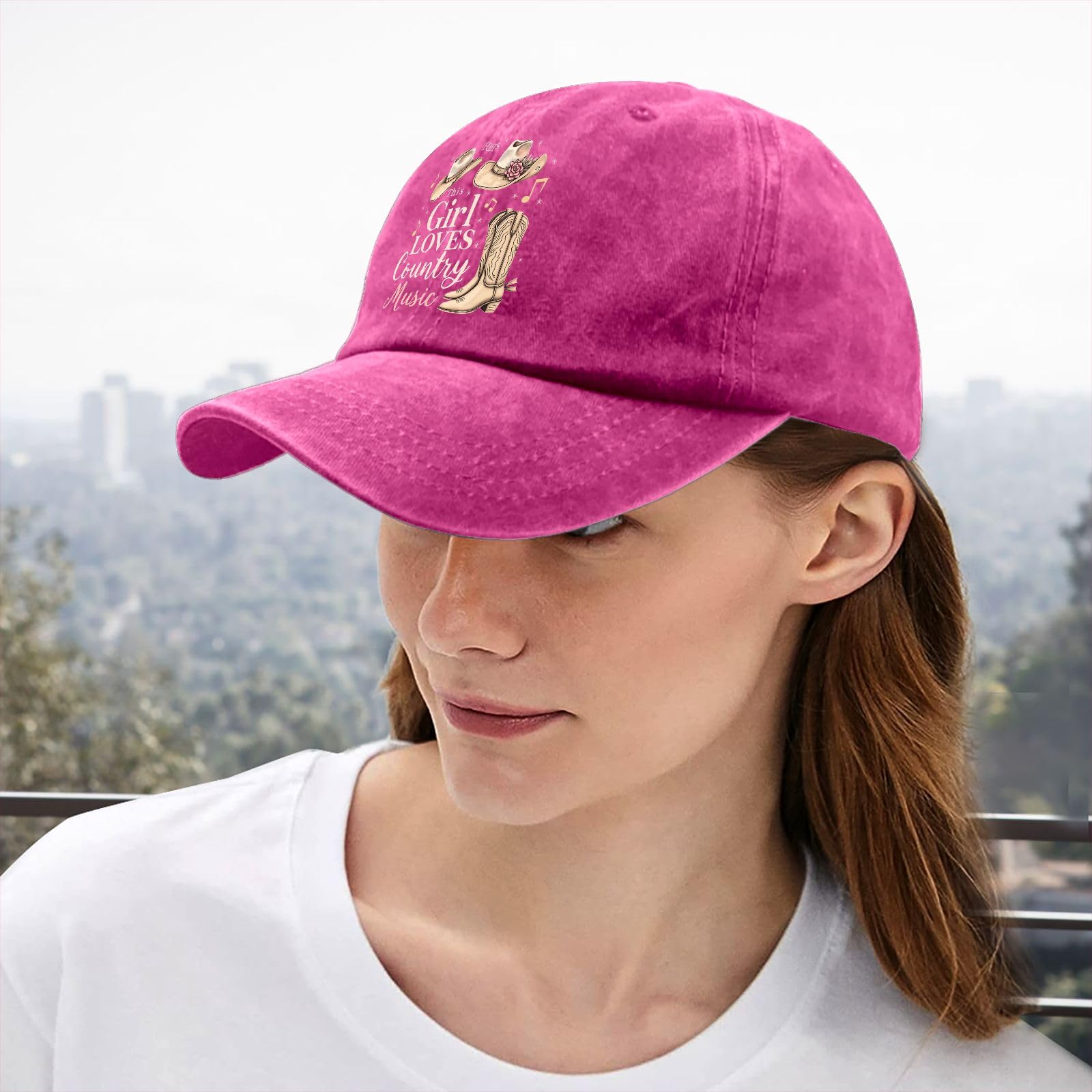 Tywonmy This Girl Loves Country Music hat on a casual outfit, versatile for daily activities.