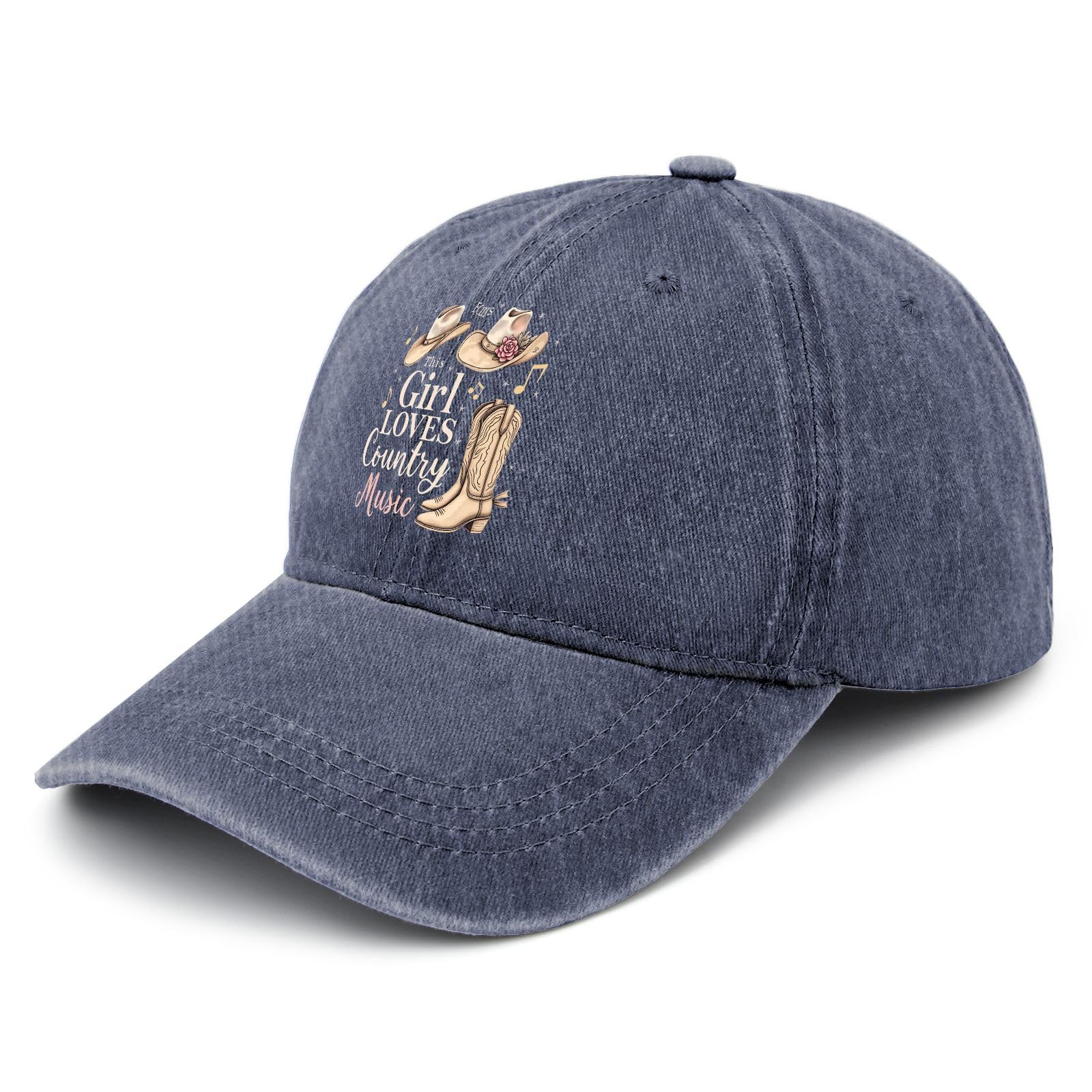 Tywonmy This Girl Loves Country Music Hat side view, adjustable fit for comfort.