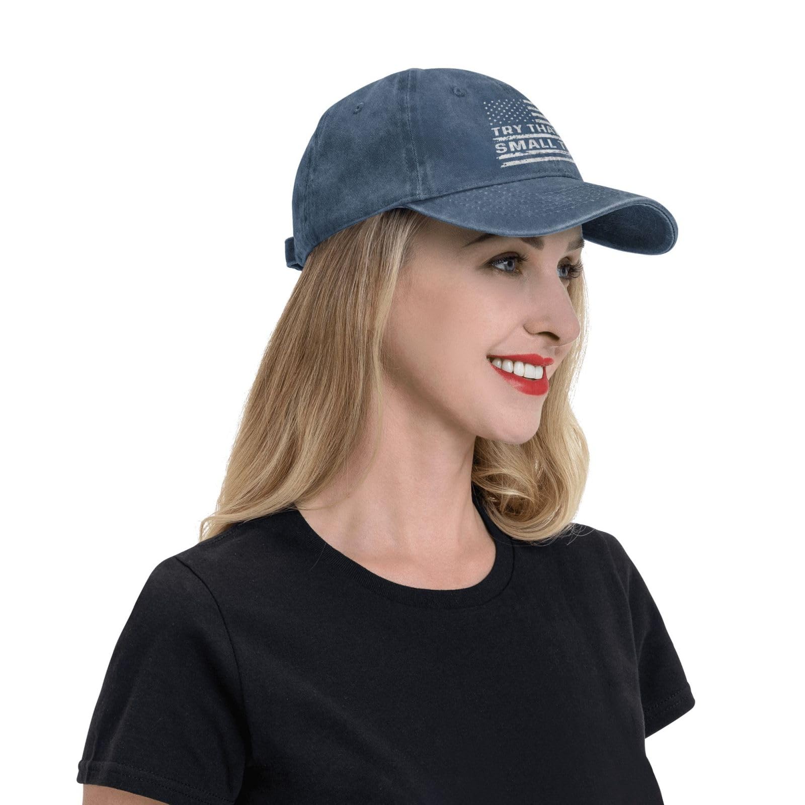 Tywonmy Try That in Small Towns hat navy gift-ready packaging for friends