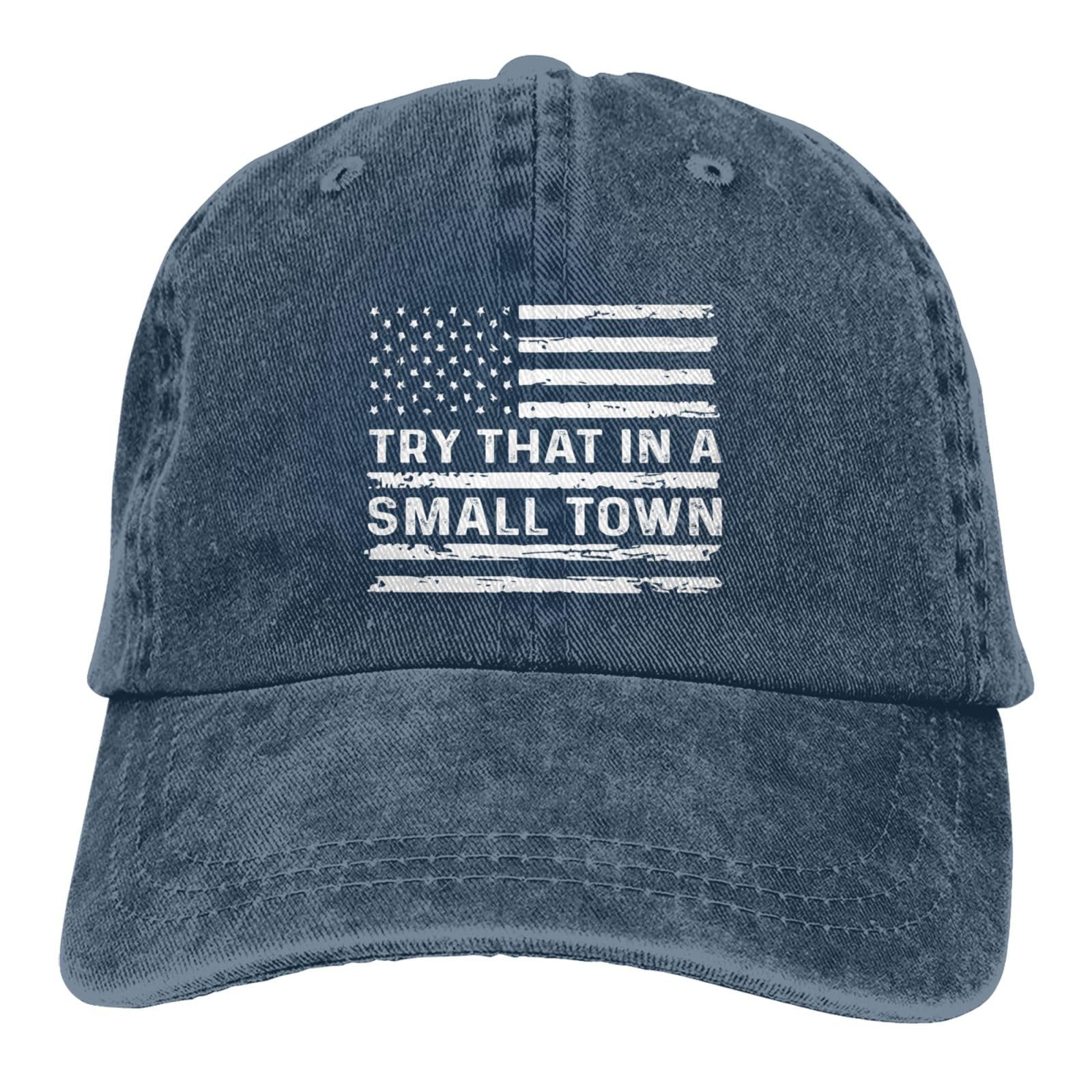 Tywonmy Try That in Small Towns hat navy unisex fit suits many heads