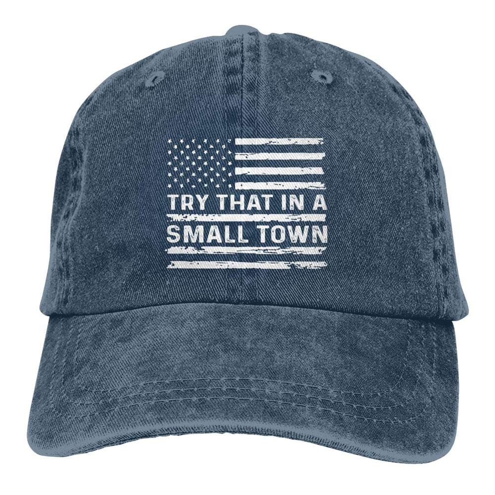 Tywonmy Try That in Small Towns hat navy unisex fit suits many heads