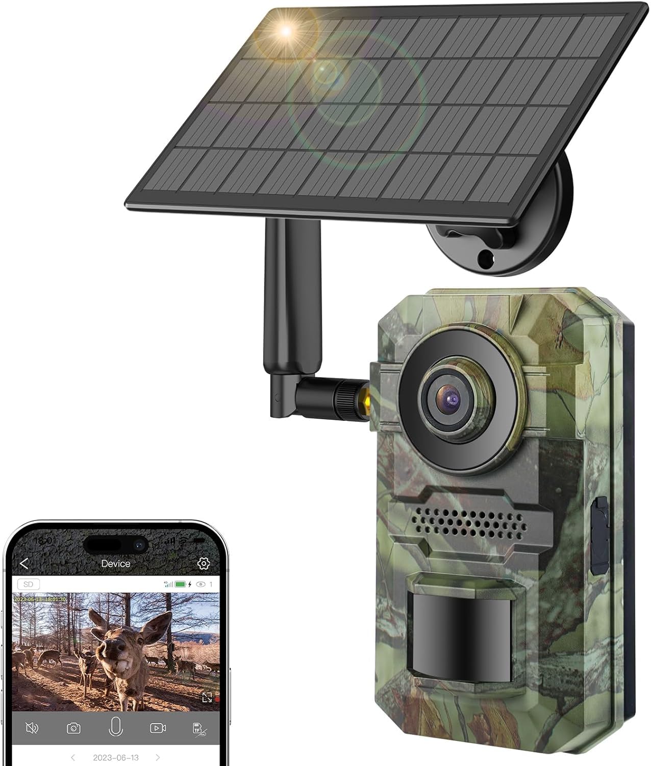 Tziarp cellular trail camera front view for off-grid wildlife monitoring.