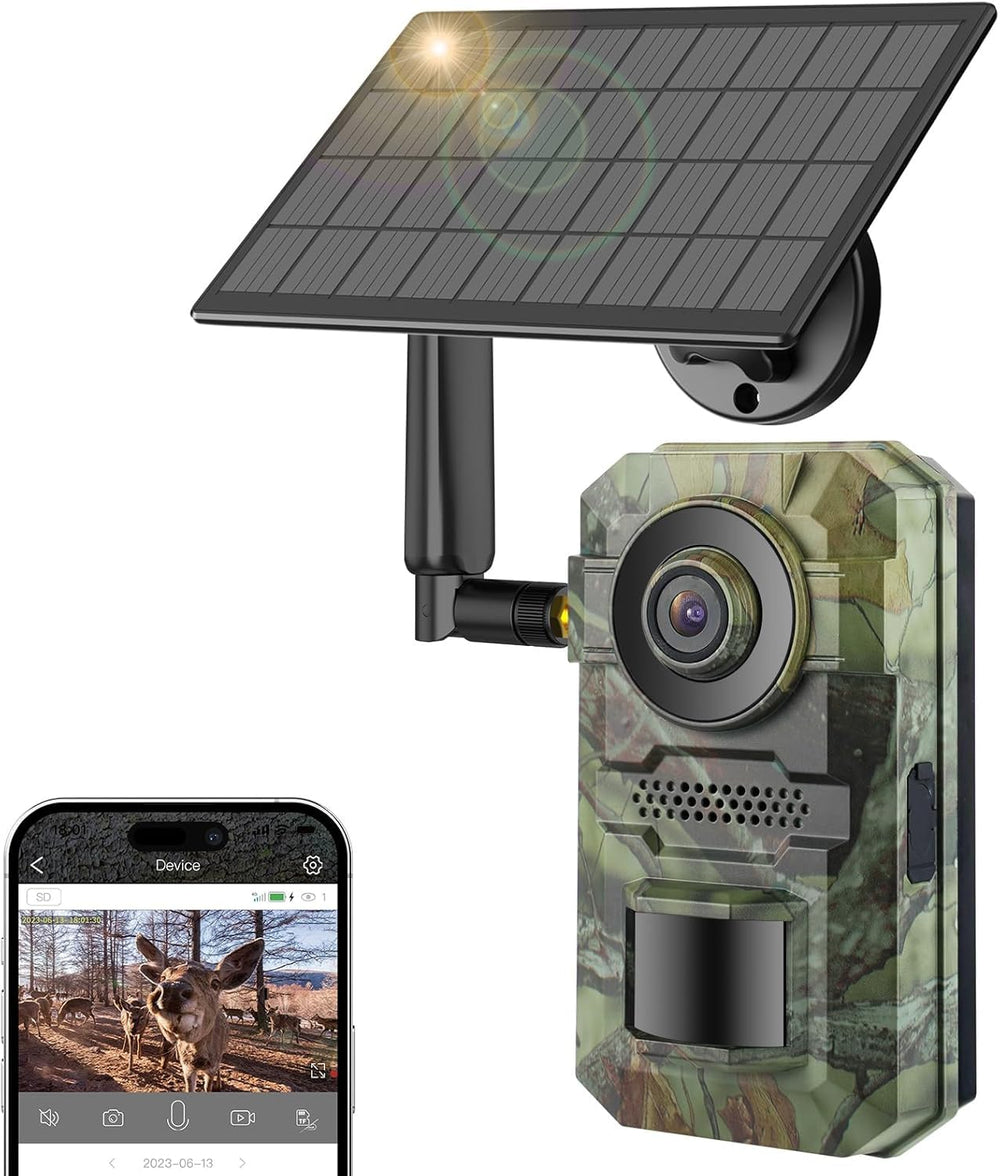 Tziarp cellular trail camera front view for off-grid wildlife monitoring.