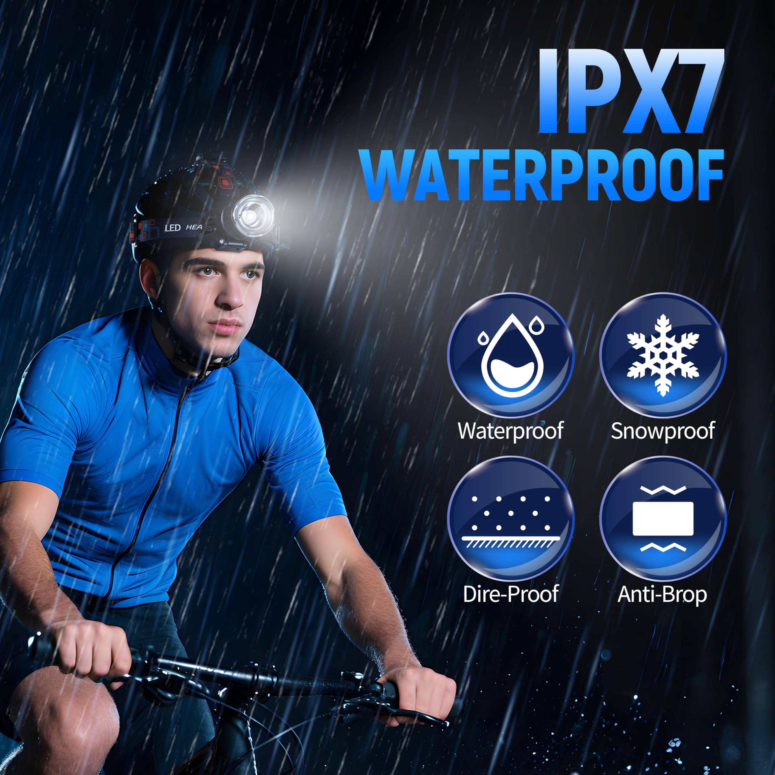 TZXTW headlamp rear red-light increases visibility for hikers and roadside workers