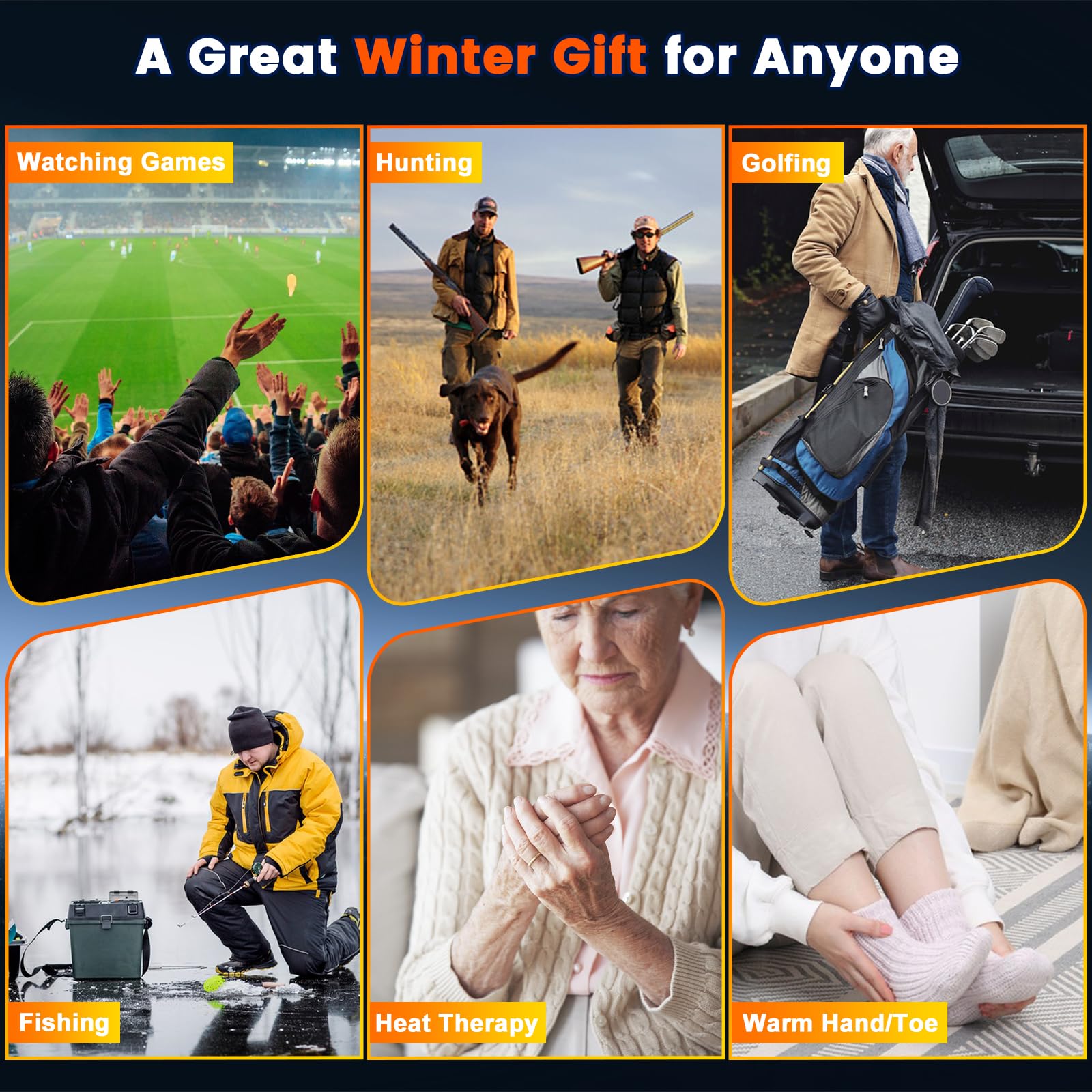 U UZOPI pocket-sized heat source ideal for camping, hunting, golf.