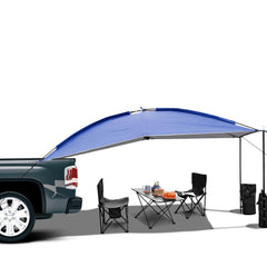 Uboway awning sun shade on SUV provides cooling outdoor space.