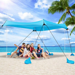 Uboway beach tent 12x12ft blue-open provides UPF50+ sun protection for family picnics.