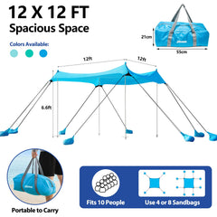 Uboway beach tent 8-sandbags-setup offers stable shade on windy beaches.