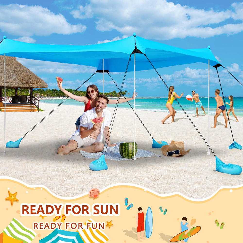 Uboway beach tent-upf50-sun-protection minimizes UV exposure during sunlit gatherings.