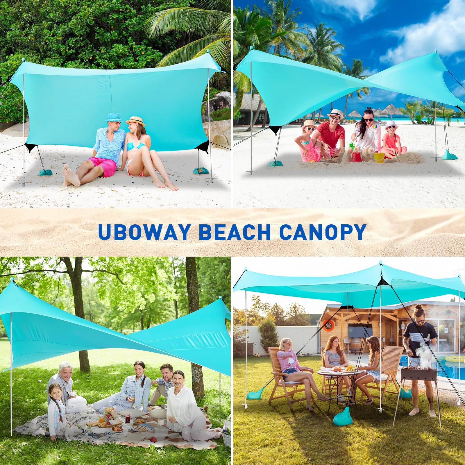 Uboway lycra fabric shade with UPF50+ for reliable sun coverage.
