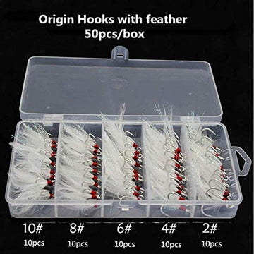 UCCKEYI feather-dressed treble hook size 2 ready for freshwater use