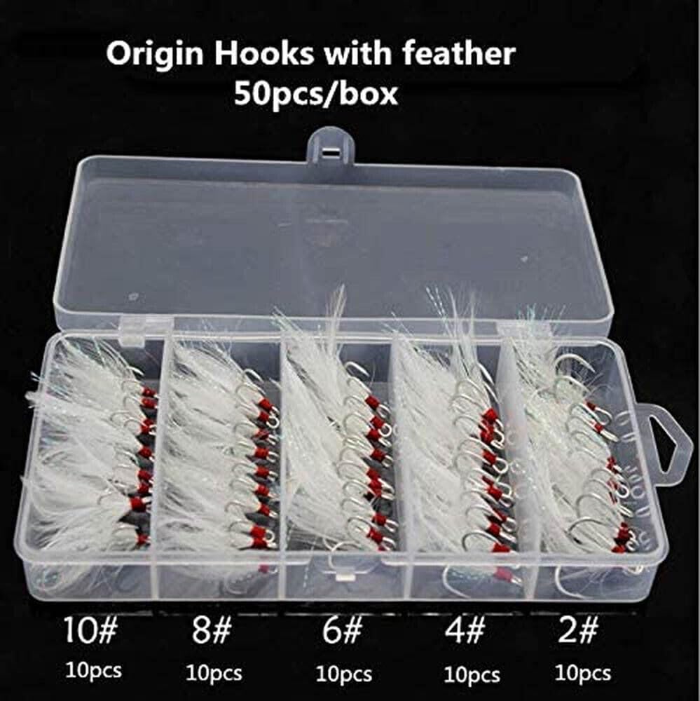 UCCKEYI feather-dressed treble hook size 2 ready for freshwater use