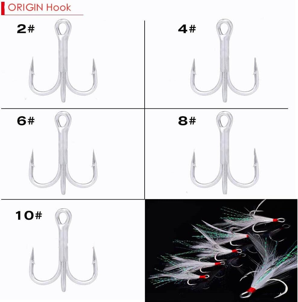 UCCKEYI feather-dressed treble hook size 4 optimized for accurate casting