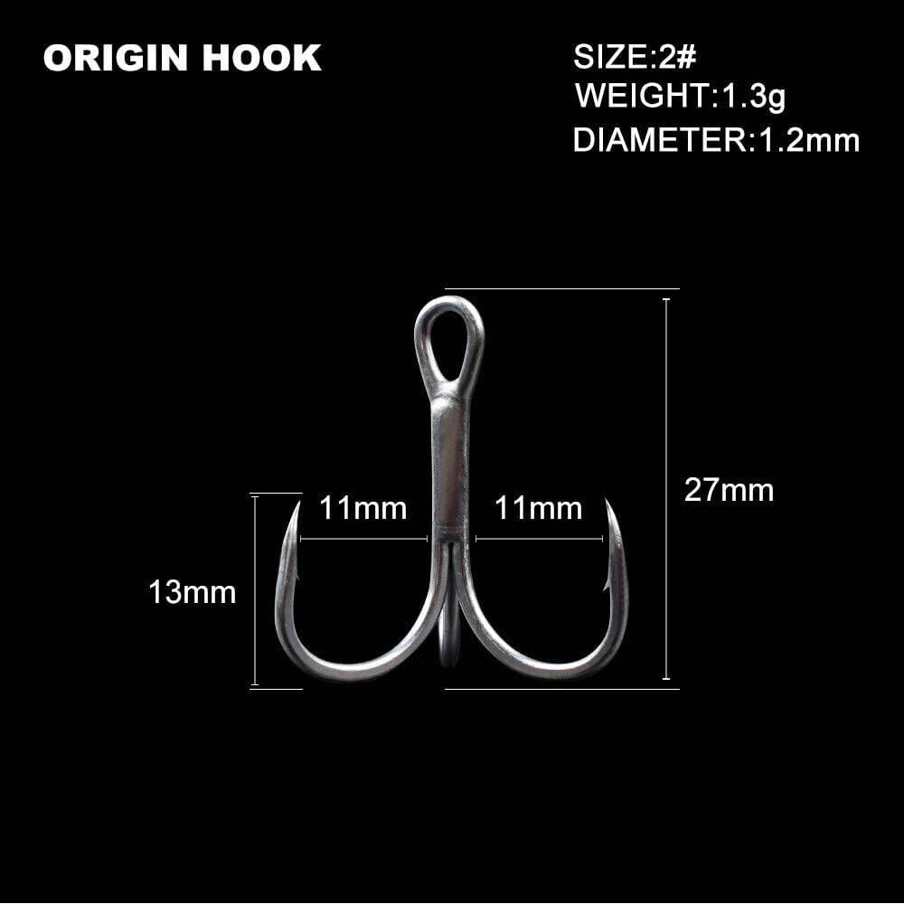 UCCKEYI feather-dressed treble hook size 8 with feather dressing for lure appeal
