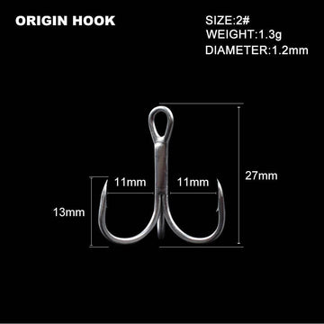 UCCKEYI feather-dressed treble hook size 8 with feather dressing for lure appeal