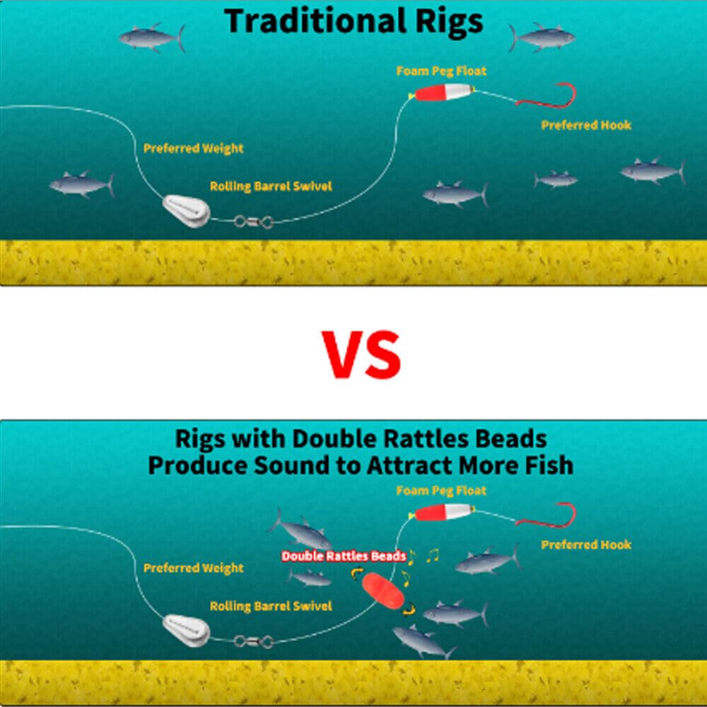 UCCKEYI fishing beads in action demonstrate vibration and lure potential on rigs.